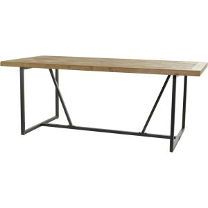 image:imageDeco 79 Teak Wood Dining Table Modern Live Edge with Black Metal Legs 84 x 40 x 30 BrownBrown