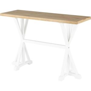 image:imageDeco 79 Wood Console Table with Angled Legs and Brown Tabletop 47 x 16 x 32 White