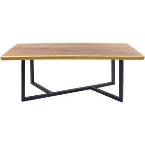 image:imageDeco 79 Wood Rectangle Dining Table with Black Metal Base 79 x 40 x 30 Brown