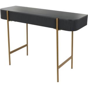 image:imageDeco 79 Wooden Console Table with Gold Metal Legs 42 x 16 x 30 Black