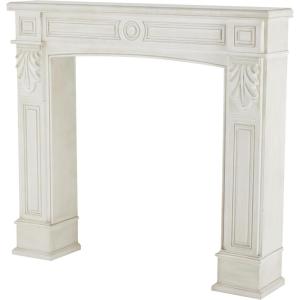 image:imageDeco 79 Wooden Fireplace Mantle Freestanding with Leaf Accents 47 x 9 x 43 WhiteWhite