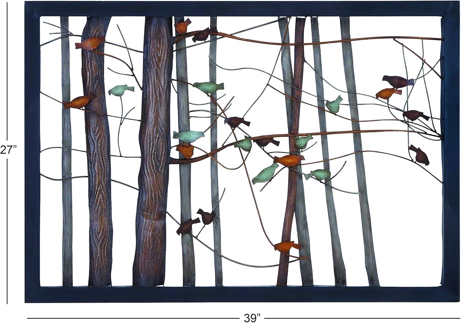 image:imageDeco 79 Metal Bird Home Wall Decor Wall Sculpture with Real Wood Detailing set of 2 Wall Art 16 x 2 x 36 BlackMulti Colored