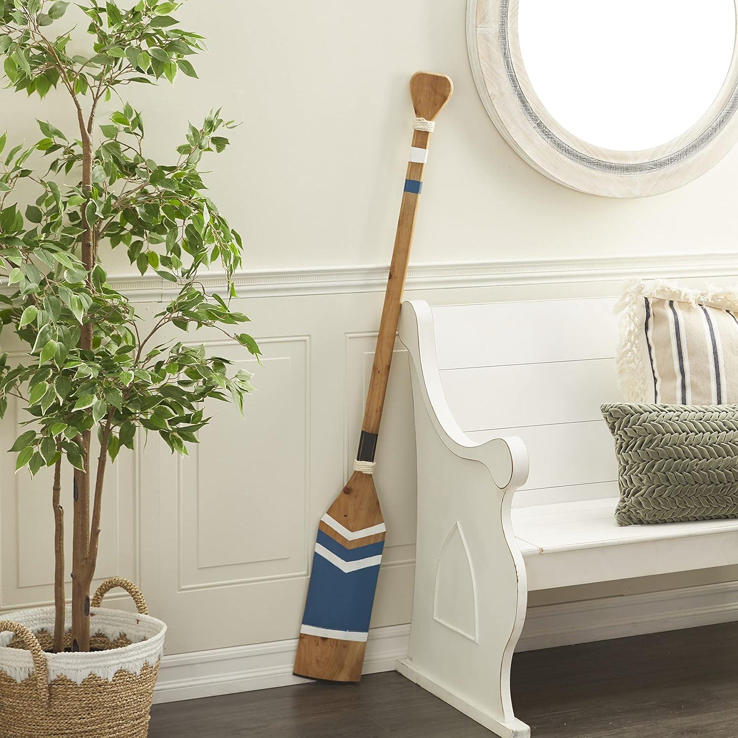 image:imageDeco 79 Wooden Paddle Home Wall Decor Novelty Canoe Oar Wall Sculpture with Arrow and Stripe Patterns Wall Art 6 x 1 x 41 Multi ColoredBlue