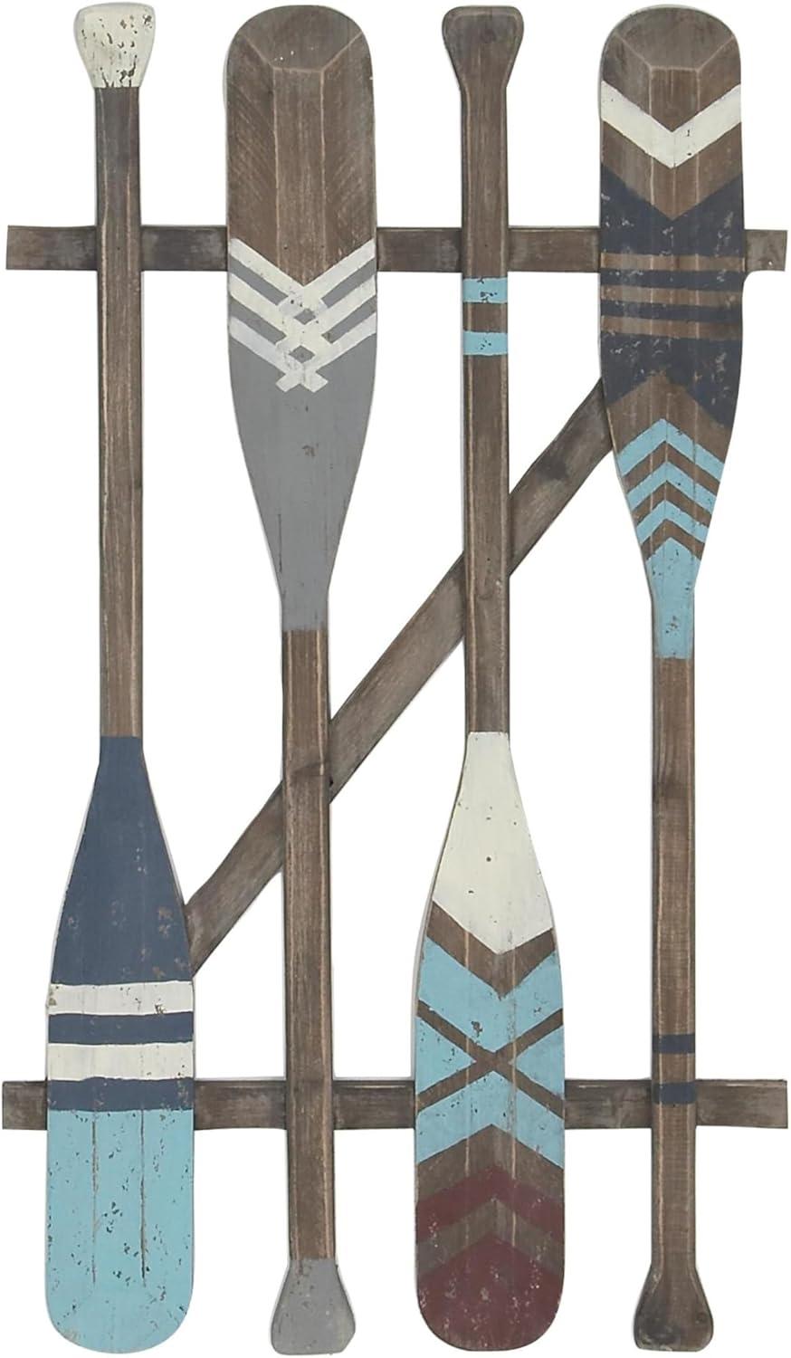 image:imageDeco 79 Wooden Paddle Home Wall Decor Novelty Canoe Oar Wall Sculpture with Arrow and Stripe Patterns Wall Art 6 x 1 x 41 Multi ColoredBrown