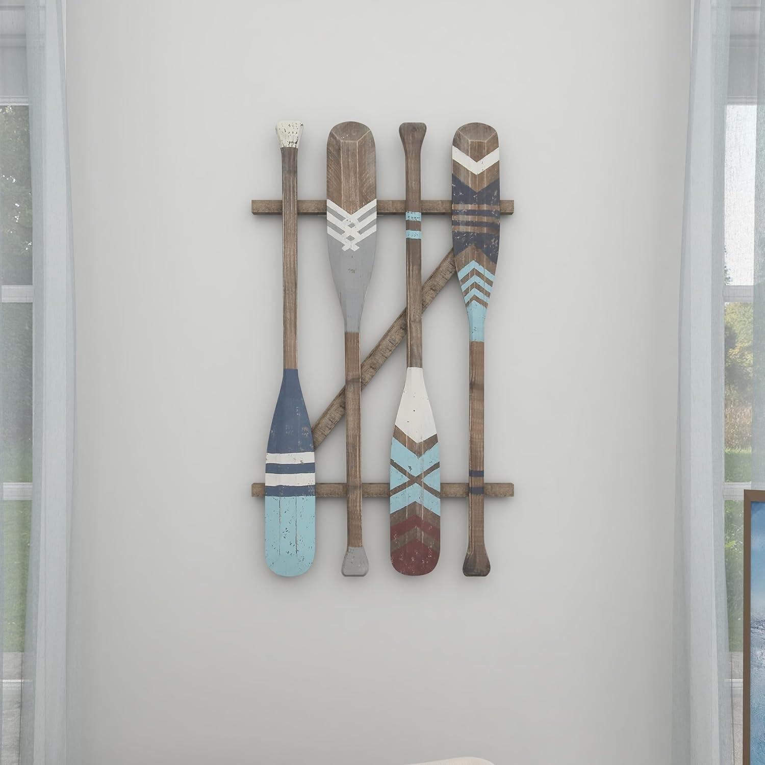 image:imageDeco 79 Wooden Paddle Home Wall Decor Novelty Canoe Oar Wall Sculpture with Arrow and Stripe Patterns Wall Art 6 x 1 x 41 Multi ColoredBrown