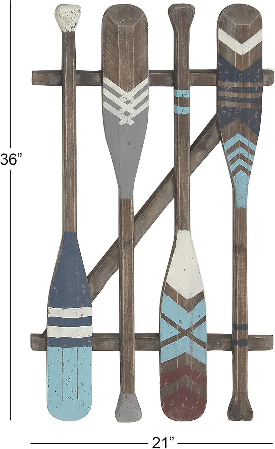 image:imageDeco 79 Wooden Paddle Home Wall Decor Novelty Canoe Oar Wall Sculpture with Arrow and Stripe Patterns Wall Art 6 x 1 x 41 Multi ColoredBrown