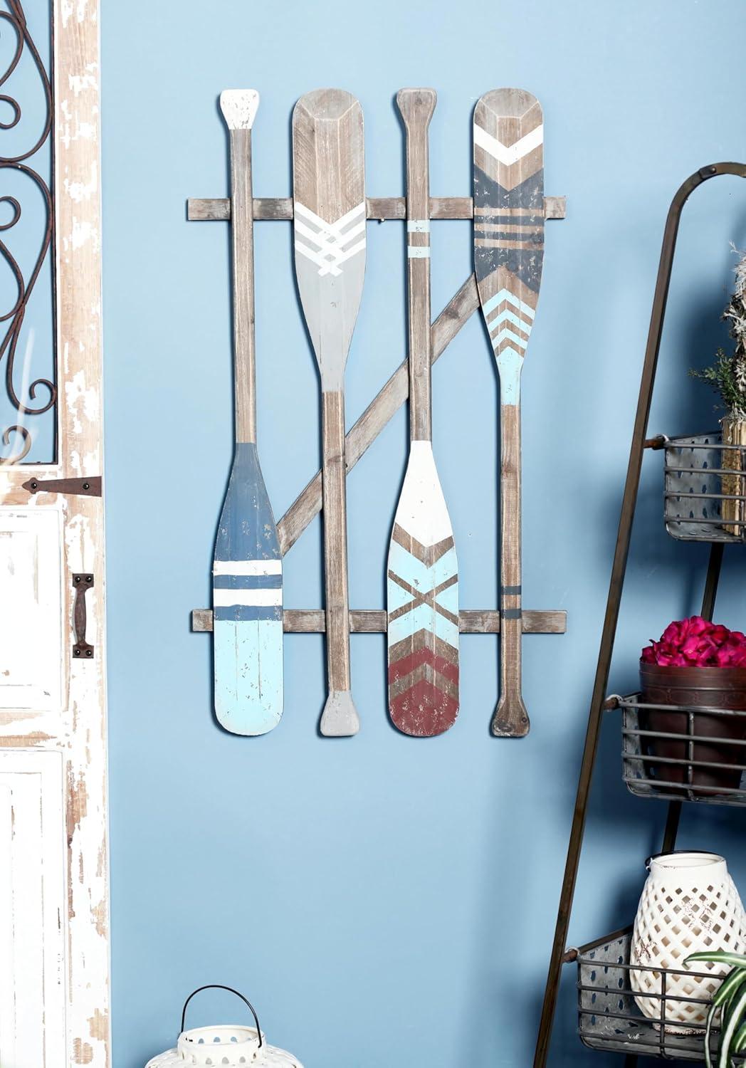 image:imageDeco 79 Wooden Paddle Home Wall Decor Novelty Canoe Oar Wall Sculpture with Arrow and Stripe Patterns Wall Art 6 x 1 x 41 Multi ColoredBrown