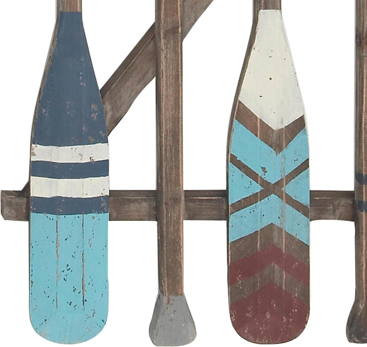 image:imageDeco 79 Wooden Paddle Home Wall Decor Novelty Canoe Oar Wall Sculpture with Arrow and Stripe Patterns Wall Art 6 x 1 x 41 Multi ColoredBrown