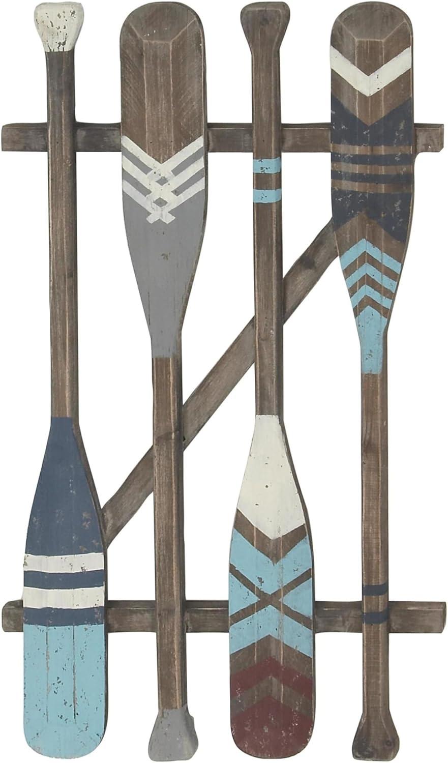 image:imageDeco 79 Wooden Paddle Home Wall Decor Novelty Canoe Oar Wall Sculpture with Arrow and Stripe Patterns Wall Art 6 x 1 x 41 Multi ColoredBrown
