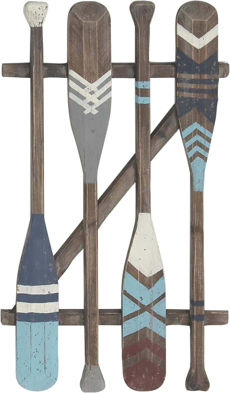 image:imageDeco 79 Wooden Paddle Home Wall Decor Novelty Canoe Oar Wall Sculpture with Arrow and Stripe Patterns Wall Art 6 x 1 x 41 Multi ColoredBrown