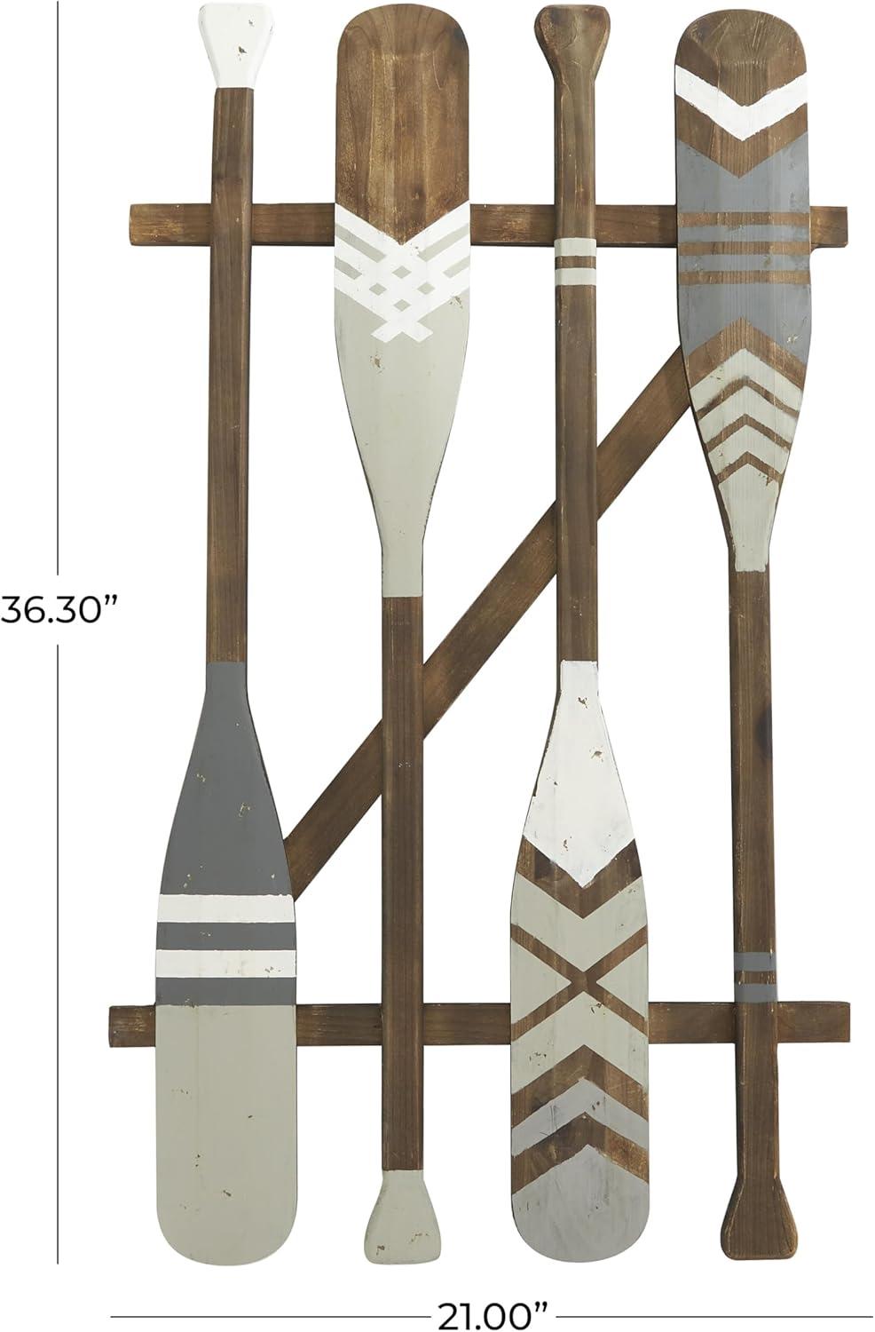 image:imageDeco 79 Wooden Paddle Home Wall Decor Novelty Canoe Oar Wall Sculpture with Arrow and Stripe Patterns Wall Art 6 x 1 x 41 Multi ColoredLight Gray
