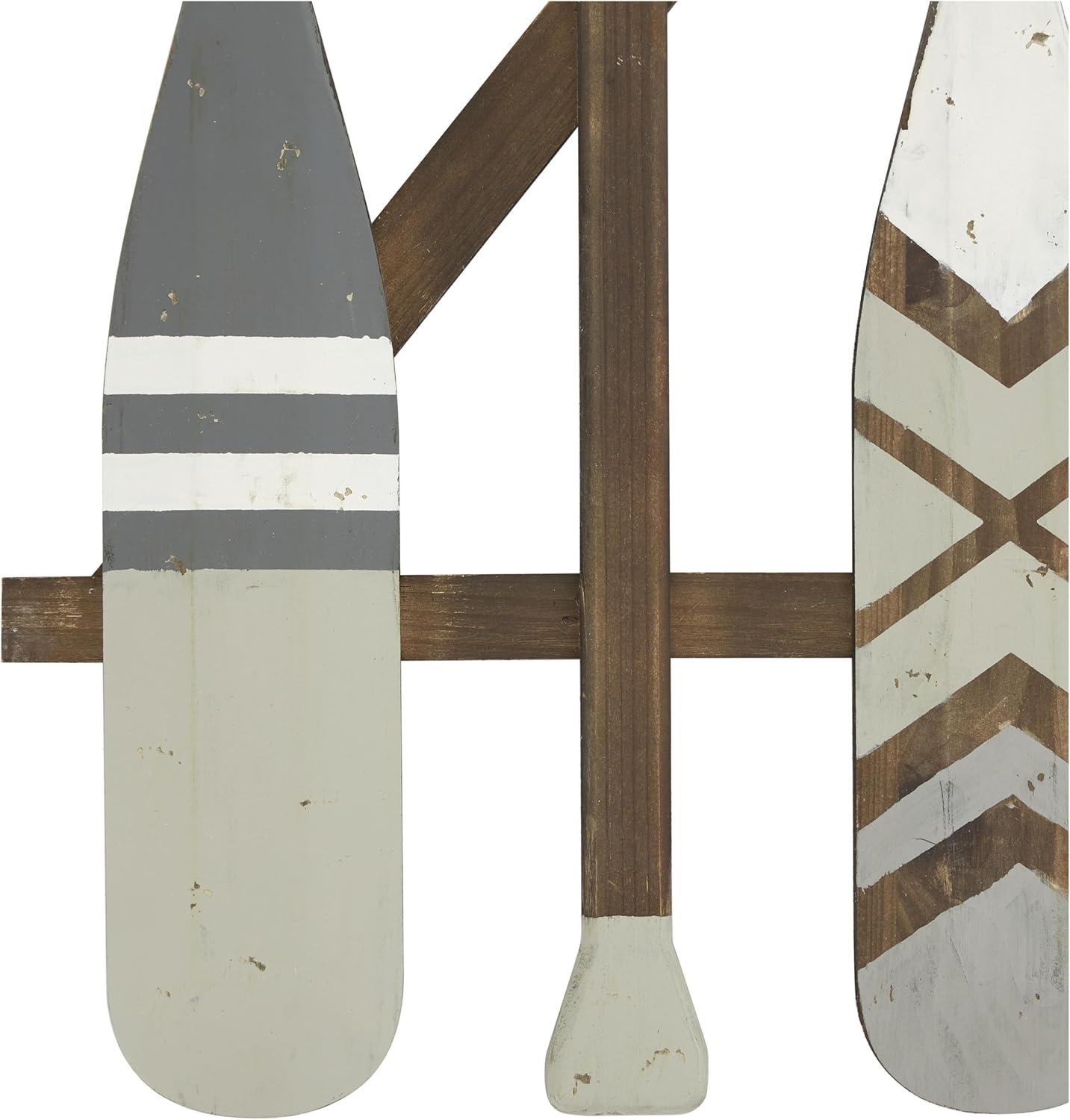 image:imageDeco 79 Wooden Paddle Home Wall Decor Novelty Canoe Oar Wall Sculpture with Arrow and Stripe Patterns Wall Art 6 x 1 x 41 Multi ColoredLight Gray
