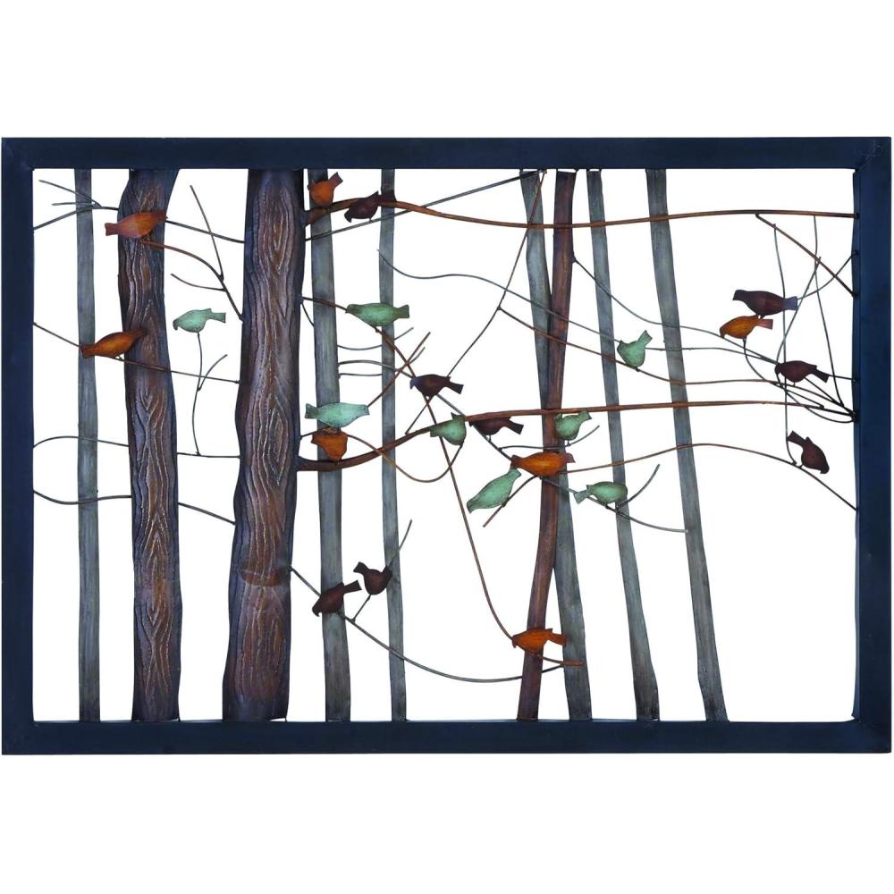 image:imageDeco 79 Metal Bird Home Wall Decor Wall Sculpture with Real Wood Detailing set of 2 Wall Art 16 x 2 x 36 BlackMulti Colored