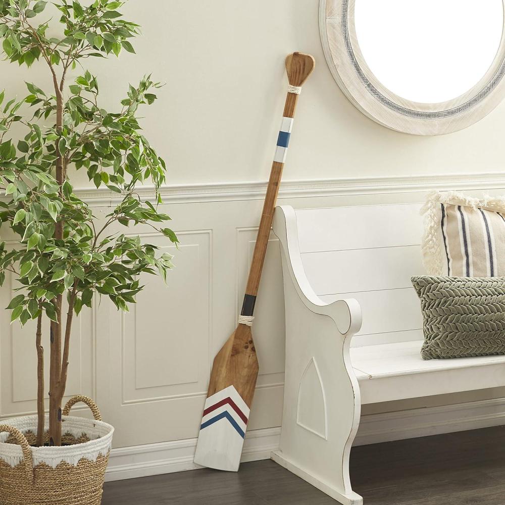 image:imageDeco 79 Wooden Paddle Home Wall Decor Novelty Canoe Oar Wall Sculpture with Arrow and Stripe Patterns Wall Art 6 x 1 x 41 Multi ColoredWhite