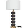 image:imageCosmoLiving by Cosmopolitan Metal Room Table Lamp Orbs Style Base Accent Lamp with Drum Shade Lamp 15 x 15 x 28 WhiteBlack