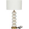 image:imageCosmoLiving by Cosmopolitan Metal Room Table Lamp Orbs Style Base Accent Lamp with Drum Shade Lamp 15 x 15 x 28 WhiteWhite
