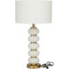 image:imageCosmoLiving by Cosmopolitan Metal Room Table Lamp Orbs Style Base Accent Lamp with Drum Shade Lamp 15 x 15 x 28 WhiteWhite