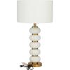 image:imageCosmoLiving by Cosmopolitan Metal Room Table Lamp Orbs Style Base Accent Lamp with Drum Shade Lamp 15 x 15 x 28 WhiteWhite