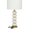 image:imageCosmoLiving by Cosmopolitan Metal Room Table Lamp Orbs Style Base Accent Lamp with Drum Shade Lamp 15 x 15 x 28 WhiteWhite