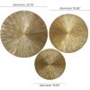 image:imageCosmoLiving by Cosmopolitan Wooden Plate Home Wall Decor Carved Radial Wall Sculpture Set of 3 Wall Art 24 20 16H GoldGold