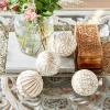 image:imageDeco 79 Ceramic Handmade Carved Decorative Ball Orbs amp Vase Filler with Varying Patterns Set of 4 4W 4H WhiteWhite