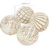 image:imageDeco 79 Ceramic Handmade Carved Decorative Ball Orbs amp Vase Filler with Varying Patterns Set of 4 4W 4H WhiteWhite