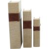 image:imageDeco 79 Linen Fabric Decorative Box Faux Storage Book Book Shaped Boxes with Faux Leather Detailing Set of 3 Decorative Keepsake Boxes 15 12 9H BrownBrown