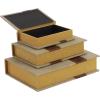 image:imageDeco 79 Linen Fabric Decorative Box Faux Storage Book Book Shaped Boxes with Faux Leather Detailing Set of 3 Decorative Keepsake Boxes 15 12 9H BrownBrown
