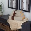 image:imageDeco 79 Linen Fabric Decorative Box Faux Storage Book Book Shaped Boxes with Faux Leather Detailing Set of 3 Decorative Keepsake Boxes 15 12 9H BrownBrown