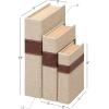 image:imageDeco 79 Linen Fabric Decorative Box Faux Storage Book Book Shaped Boxes with Faux Leather Detailing Set of 3 Decorative Keepsake Boxes 15 12 9H BrownBrown