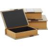 image:imageDeco 79 Linen Fabric Decorative Box Faux Storage Book Book Shaped Boxes with Faux Leather Detailing Set of 3 Decorative Keepsake Boxes 15 12 9H BrownBrown