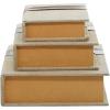 image:imageDeco 79 Linen Fabric Decorative Box Faux Storage Book Book Shaped Boxes with Faux Leather Detailing Set of 3 Decorative Keepsake Boxes 15 12 9H BrownBrown
