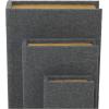 image:imageDeco 79 Linen Fabric Decorative Box Faux Storage Book Book Shaped Boxes with Faux Leather Detailing Set of 3 Decorative Keepsake Boxes 15 12 9H BrownLight Gray