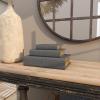 image:imageDeco 79 Linen Fabric Decorative Box Faux Storage Book Book Shaped Boxes with Faux Leather Detailing Set of 3 Decorative Keepsake Boxes 15 12 9H BrownLight Gray