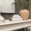image:imageDeco 79 Linen Fabric Decorative Box Faux Storage Book Book Shaped Boxes with Faux Leather Detailing Set of 3 Decorative Keepsake Boxes 15 12 9H BrownWhite