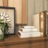 image:imageDeco 79 Linen Fabric Decorative Box Faux Storage Book Book Shaped Boxes with Faux Leather Detailing Set of 3 Decorative Keepsake Boxes 15 12 9H BrownWhite
