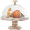 image:imageDeco 79 Mango Wood Decorative Cake Stand Cake Plate with Glass Dome Stand 12 x 12 x 12 CreamCream