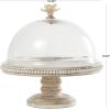 image:imageDeco 79 Mango Wood Decorative Cake Stand Cake Plate with Glass Dome Stand 12 x 12 x 12 CreamCream