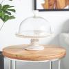 image:imageDeco 79 Mango Wood Decorative Cake Stand Cake Plate with Glass Dome Stand 12 x 12 x 12 CreamCream