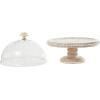 image:imageDeco 79 Mango Wood Decorative Cake Stand Cake Plate with Glass Dome Stand 12 x 12 x 12 CreamCream