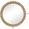 image:imageDeco 79 Mango Wood Room Wall Mirror Entryway Mirror with Beaded Detailing Wall Mounted Mirror 35 x 2 x 35 Gold