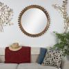 image:imageDeco 79 Mango Wood Room Wall Mirror Entryway Mirror with Beaded Detailing Wall Mounted Mirror 35 x 2 x 35 Gold