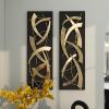 image:imageDeco 79 Metal Abstract Home Wall Decor Dimensional Wall Sculpture with Black Wood Backing Set of 2 Wall Art 12W 36H Gold