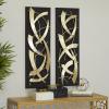 image:imageDeco 79 Metal Abstract Home Wall Decor Dimensional Wall Sculpture with Black Wood Backing Set of 2 Wall Art 12W 36H Gold