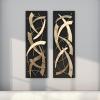 image:imageDeco 79 Metal Abstract Home Wall Decor Dimensional Wall Sculpture with Black Wood Backing Set of 2 Wall Art 12W 36H Gold