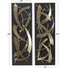 image:imageDeco 79 Metal Abstract Home Wall Decor Dimensional Wall Sculpture with Black Wood Backing Set of 2 Wall Art 12W 36H Gold