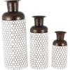 image:imageDeco 79 Metal Decorative Vase Indoor Outdoor Tall Floor Bottleneck Centerpiece Vases with Bubble Texture and Studs Set of 3 Flower Vases for Home Decoration 50 35 26H Dark BrownWhite