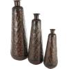 image:imageDeco 79 Metal Decorative Vase Indoor Outdoor Tall Floor Bottleneck Centerpiece Vases with Bubble Texture and Studs Set of 3 Flower Vases for Home Decoration 50 35 26H Dark BrownDark Brown