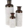 image:imageDeco 79 Metal Decorative Vase Indoor Outdoor Tall Floor Bottleneck Centerpiece Vases with Bubble Texture and Studs Set of 3 Flower Vases for Home Decoration 50 35 26H Dark BrownWhite