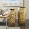 image:imageDeco 79 Metal Decorative Vase Indoor Outdoor Tall Floor Bottleneck Centerpiece Vases with Bubble Texture and Studs Set of 3 Flower Vases for Home Decoration 50 35 26H Dark BrownGold